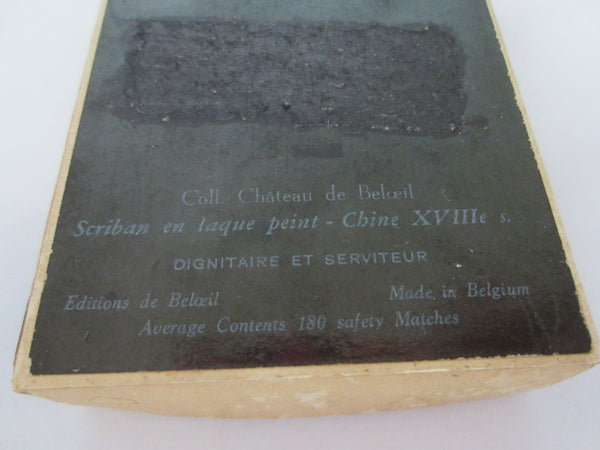 Asian Portrait Safety Match Box Made in Belgium Chinese Equestrian Chateau de Boloeil