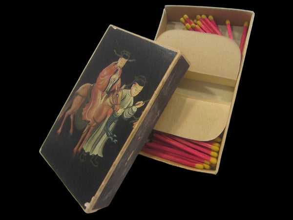 Asian Portrait Safety Match Box Made in Belgium Chinese Equestrian Chateau de Boloeil