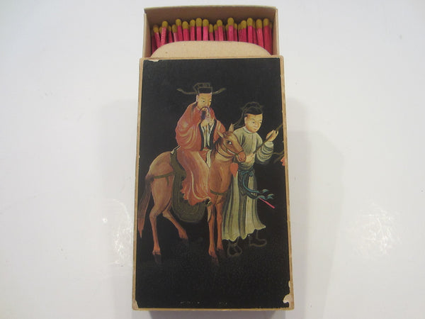Asian Portrait Safety Match Box Made in Belgium Chinese Equestrian Chateau de Boloeil