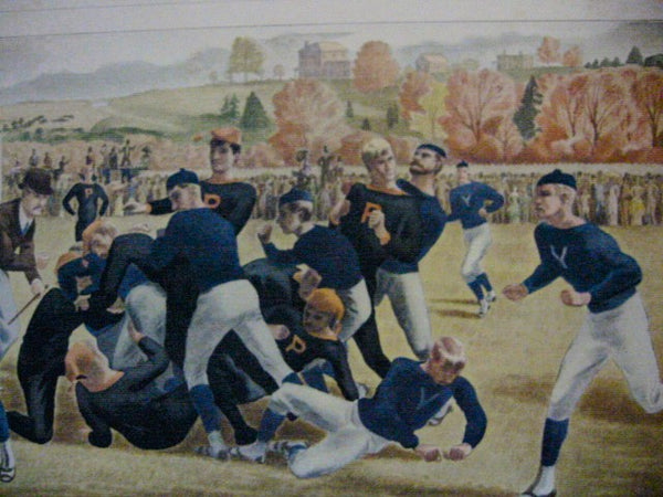 Currier Ives The First Intercollegiate Yale Princeton Football Game Signed Lithograph