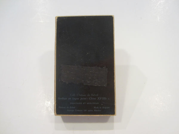 Asian Portrait Safety Match Box Made in Belgium Chinese Equestrian Chateau de Boloeil