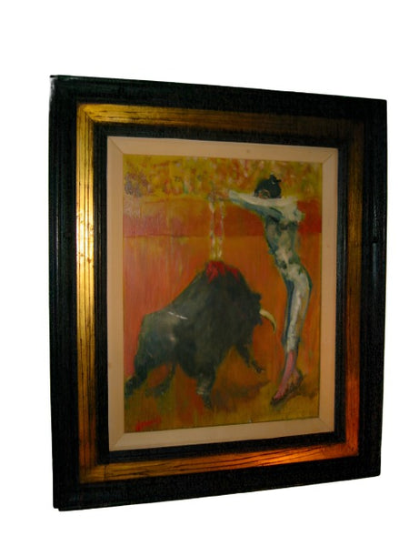 Matador Bull Fighter Impressionist Signed Spanish Revival Oil On Canvas