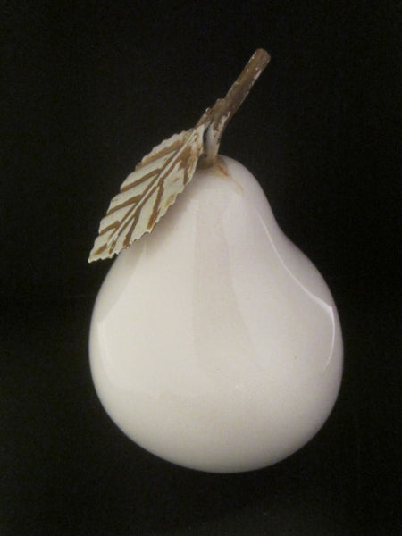 Copper White Ceramic Pears Stemmed Hand Painted Gilt Decorated