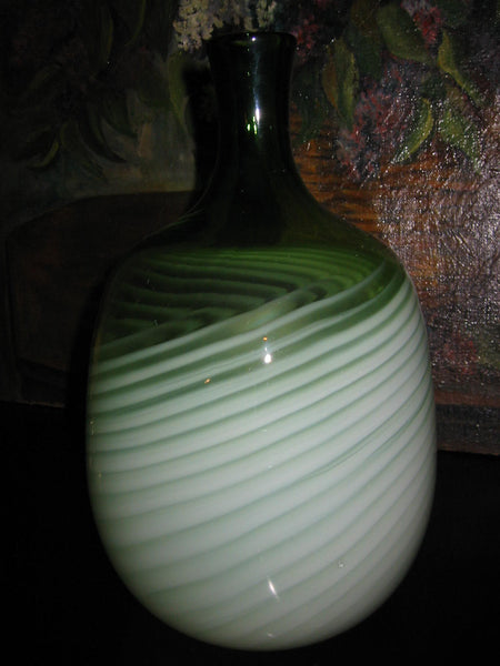 Hand Blown Glass Abstract Spiral Bottle Vase - Designer Unique Finds 