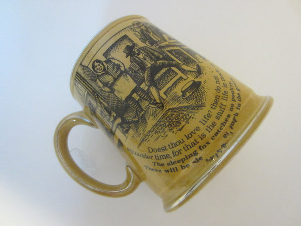 James Kent Staffordshire England Figurative Mustard Mug Scripted Bar Scene