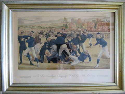 Currier Ives The First Intercollegiate Yale Princeton Football Game Signed Lithograph