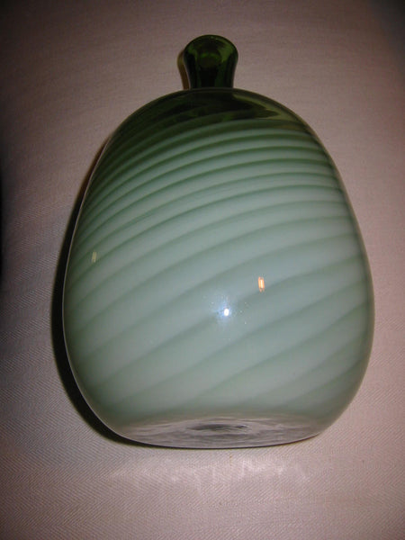 Abstract Glass Vase Hand Blown Green Shades Spiral - Designer Unique Finds 
 - 5