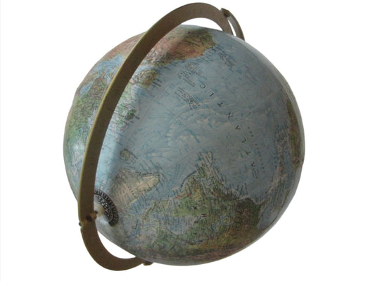 Land Sea Replogle World Globe On Tripod Metal Wood Stand