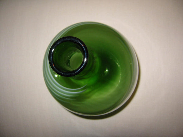 Abstract Glass Vase Hand Blown Green Shades Spiral - Designer Unique Finds 
 - 2