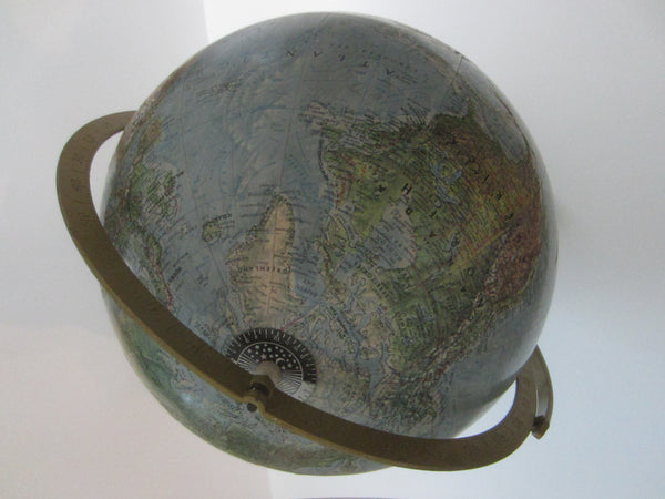 Land Sea Replogle World Globe On Tripod Metal Wood Stand