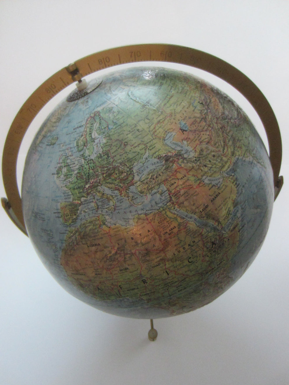 Land Sea Replogle World Globe On Tripod Metal Wood Stand – Designer ...