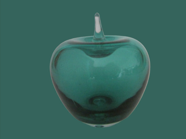 Green Blown Glass Apple Stemmed Paperweight - Designer Unique Finds 