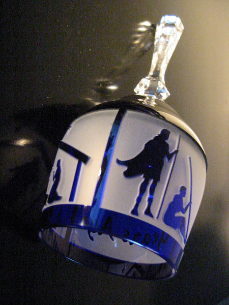 Nativity Cut Crystal Royal Blue Mid Century Signature Bell - Designer Unique Finds 