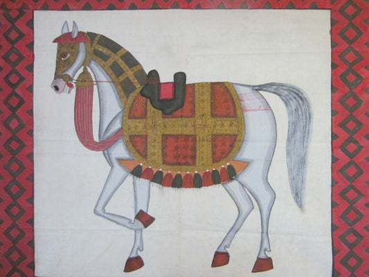 Fabric Tapestry Hand Painted Equestrian Horse Textile Art Throw - Designer Unique Finds 