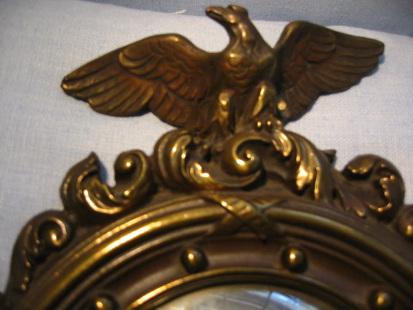 Regency Wall Mirrors Eagle Crests Convex Composed Antiqued Gold - Designer Unique Finds 
 - 4
