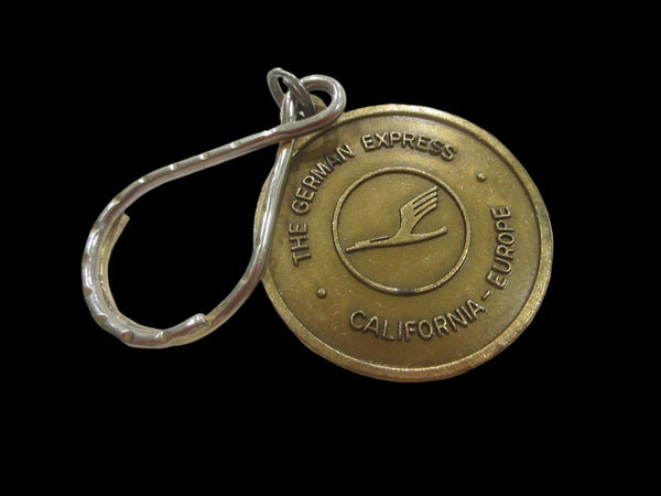 Lufthansa Inaugural Flight Los Angeles Dusseldorf June 1989 Brass Key Chain