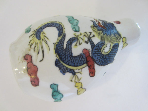 Asian Porcelain Snuff Bottle Painted Dragons Marked