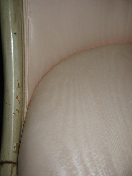Mid Century Boudoir Light Wood Swan Chairs Pink Textile Plastic Cover - Designer Unique Finds 