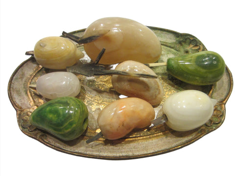 Hard Stone Stemmed Various Fruits Group Chalcedony Style 