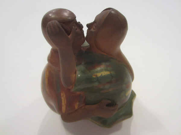 Romantic Peruvian Ceramic Statue The Kiss Signed Dated