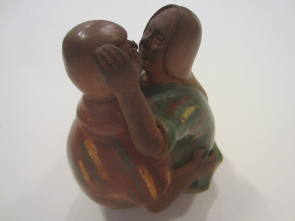 Romantic Peruvian Ceramic Statue The Kiss Signed Dated