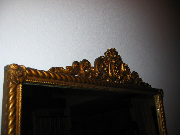 Art Deco Gold Leaf Mirror Heavily Decorated Floral Crown - Designer Unique Finds 