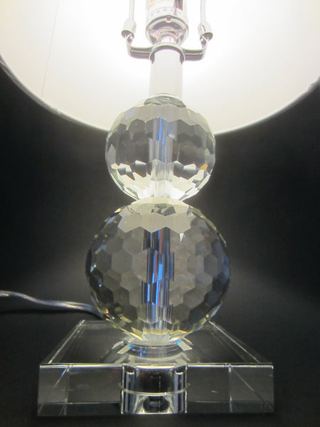 Mid Century Modern Hand Cut Crystal Balls Boudoir Table Lamp