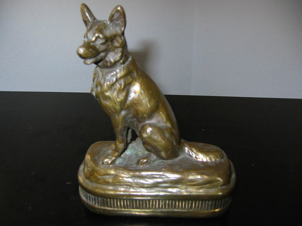 Armor Bronze Dog Antique Bookend From Depression Era - Designer Unique Finds 
 - 1