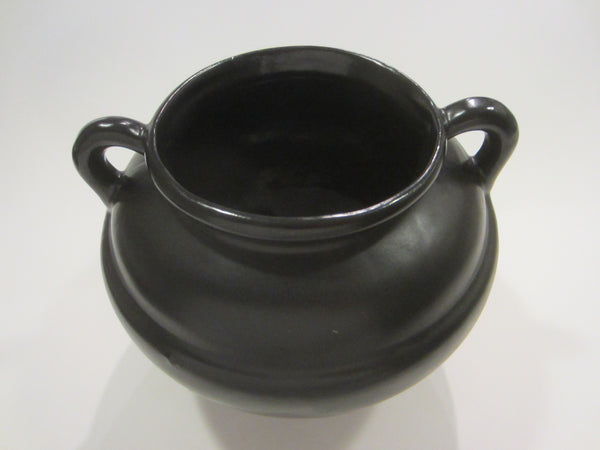 Roseville USA Black Jardiniere Mid Century Handle Ceramic Pot