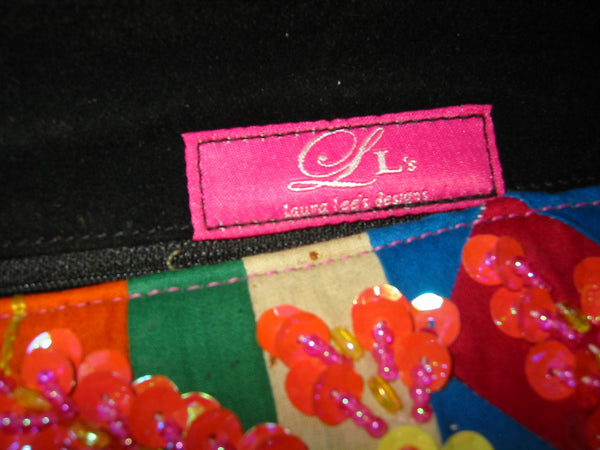 Laura Lees Designs Sequined Crocodile Pink Lavender Leather Handbag - Designer Unique Finds 
 - 3