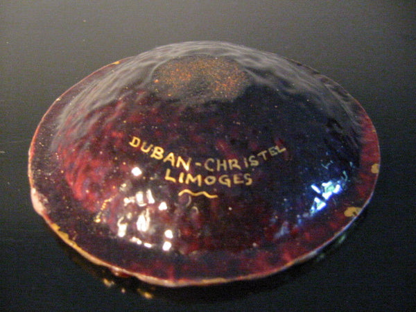Duban Christel Limoges Pink Glass Over Metal Gold Plated Signature Bowl