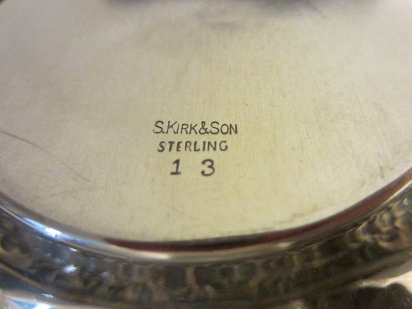 S Kirk Son Repousse Sterling Bowl Floral Chasing Border Marked Numbered - Designer Unique Finds 