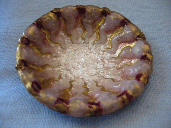Duban Christel Limoges Pink Glass Bowl Over Metal Gold Plated Signed - Designer Unique Finds 