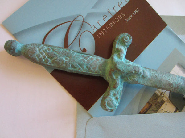 Colonial Style Ram Verdigris Sword Bookmark Gilt Work Letter Opener