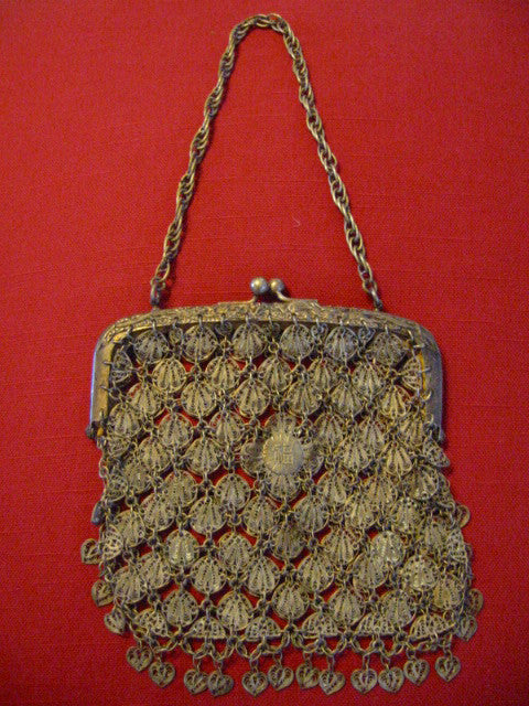 Chinese Dragon Silver Mesh Filigree Purse - Designer Unique Finds 