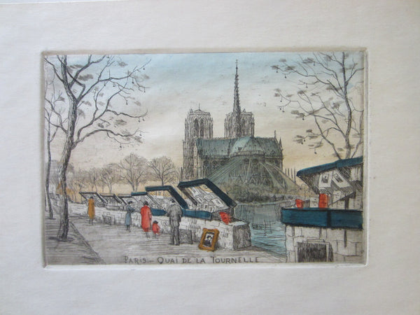 Impressionist Signed Berry Gouache Arts Paris Quai De La Tournelle Notre Dame