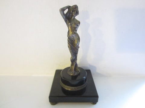 Art Deco Sterling Figure On Black Onyx Stand 