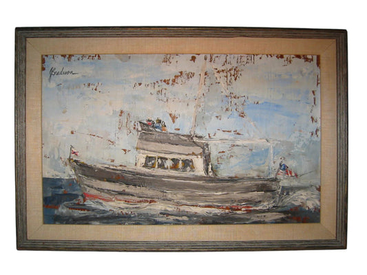 Gloria Bradeson Pride Of Newport Nautical Oil On Board - Designer Unique Finds 