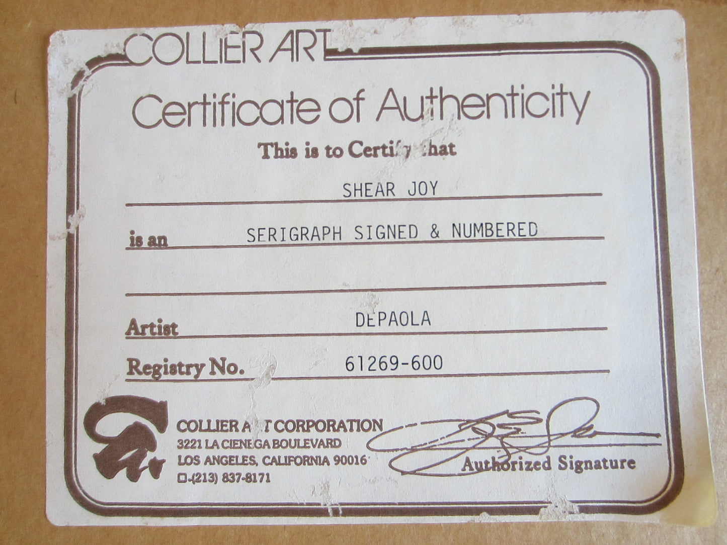 DePaola Sheer Joy Illustrated Pencil Signed Titled LE Serigraph