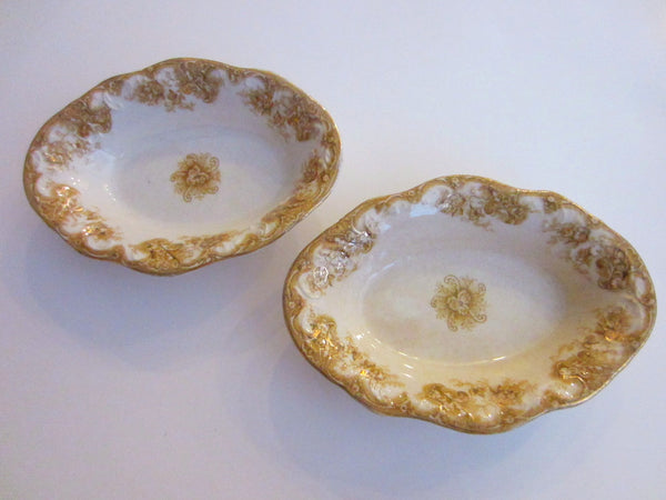 Upper Hanley Pottery Co Semi Porcelain Victoria England Oval Trays - Designer Unique Finds 