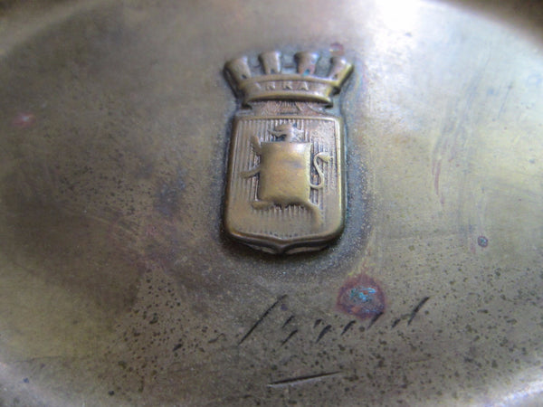 Arras France Signed Metal Trays Art Nouveau Coat of Arm Shields - Designer Unique Finds 