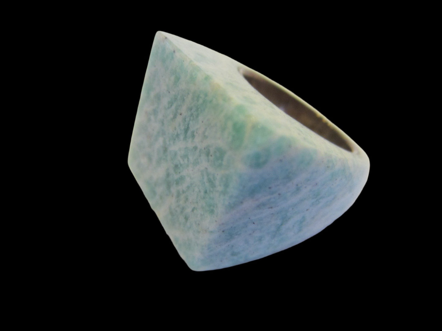 Green Marbleized Stone Silver Cocktail Ring