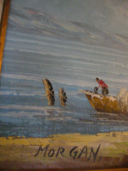 Morgan Seascape Oil on Canvas Coastal Maritime Signed Painting - Designer Unique Finds 
 - 3