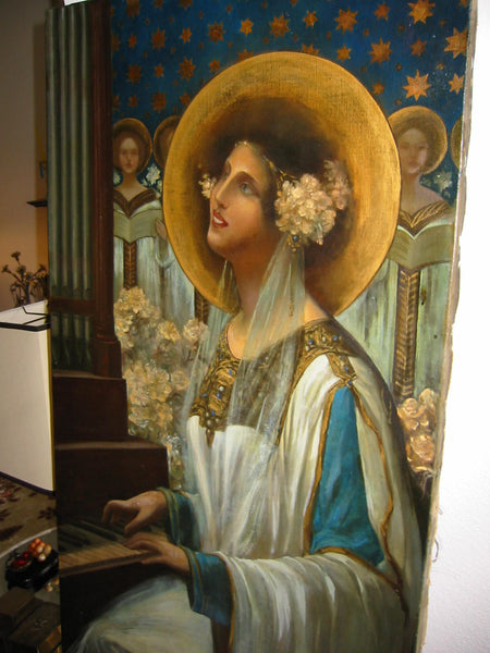 M Pickard Religious Inspire Portrait Oil On Canvas With Artist Proof - Designer Unique Finds 