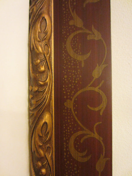 Rectangle Beveled Mirror Brown Gilt Wood Contemporary Wall Decor - Designer Unique Finds 