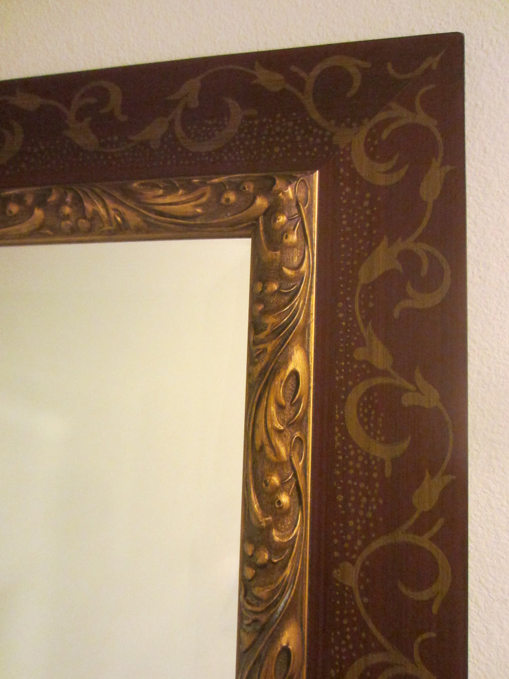 Modernistic Beveled Brown Ornate Floral Large Mirror – Designer Unique ...
