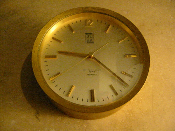 Swiss Cylinder Brass Ship Clock BEHR Century Club From 1978 - Designer Unique Finds 