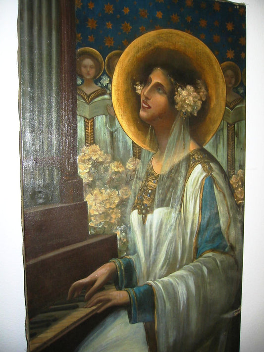 M Pickard Religious Inspire Portrait Oil On Canvas With Artist Proof - Designer Unique Finds 