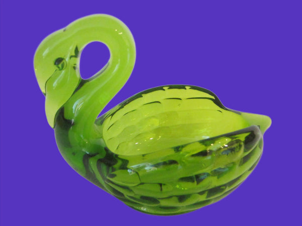 Viking Green Glass Swan Candy Bowl