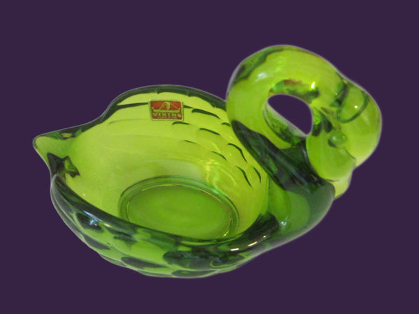 Viking Green Glass Swan Candy Bowl